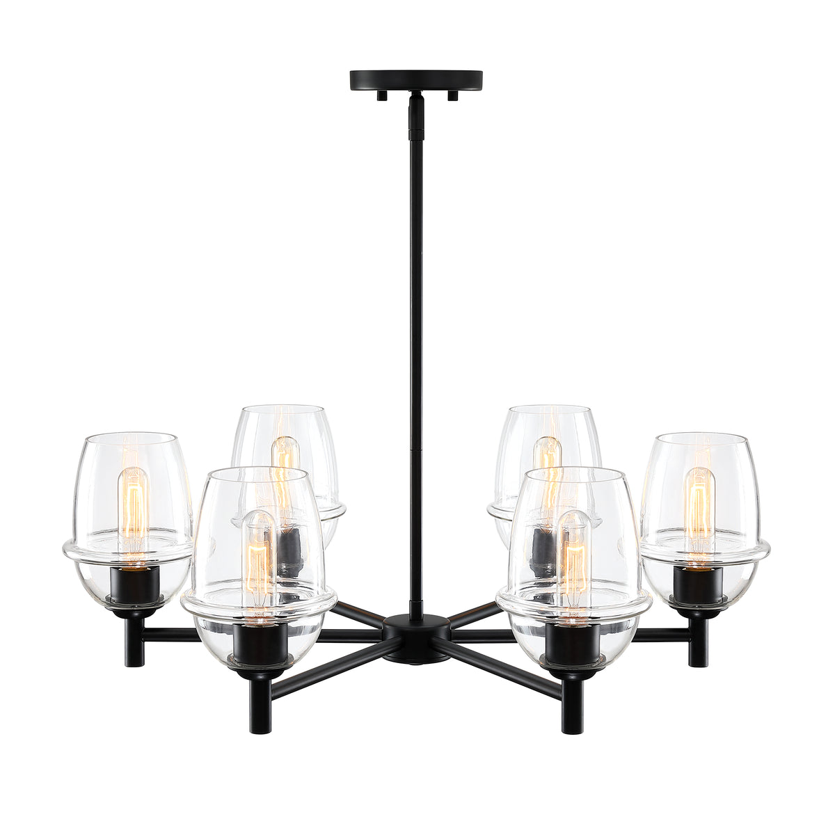 Summer Jazz 6-Light Matte Black Transitional Sputnik Chandelier for Dining Areas with No Bulbs Included