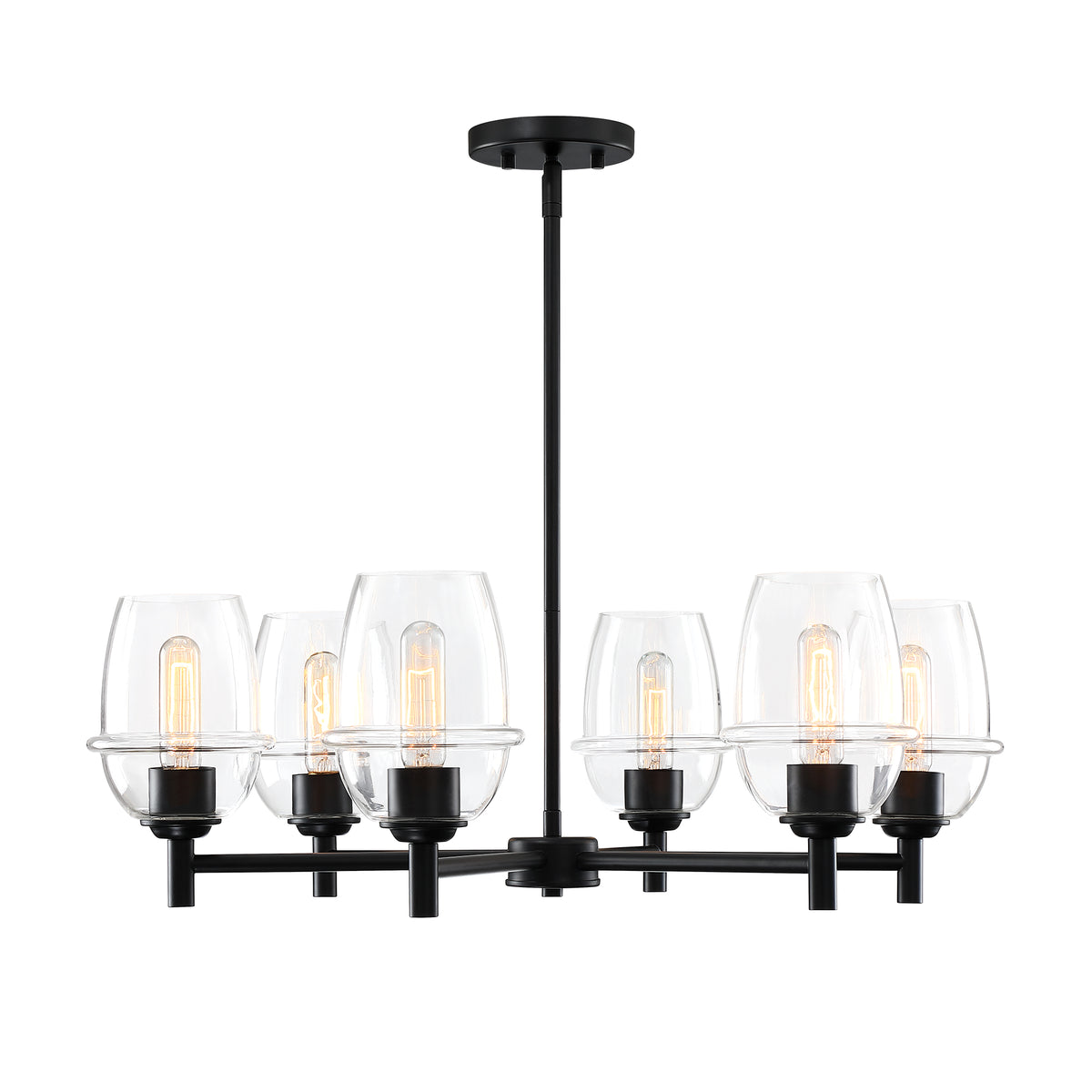 Summer Jazz 6-Light Matte Black Transitional Sputnik Chandelier for Dining Areas with No Bulbs Included