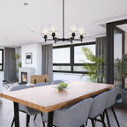 Summer Jazz 6-Light Matte Black Transitional Sputnik Chandelier for Dining Areas with No Bulbs Included