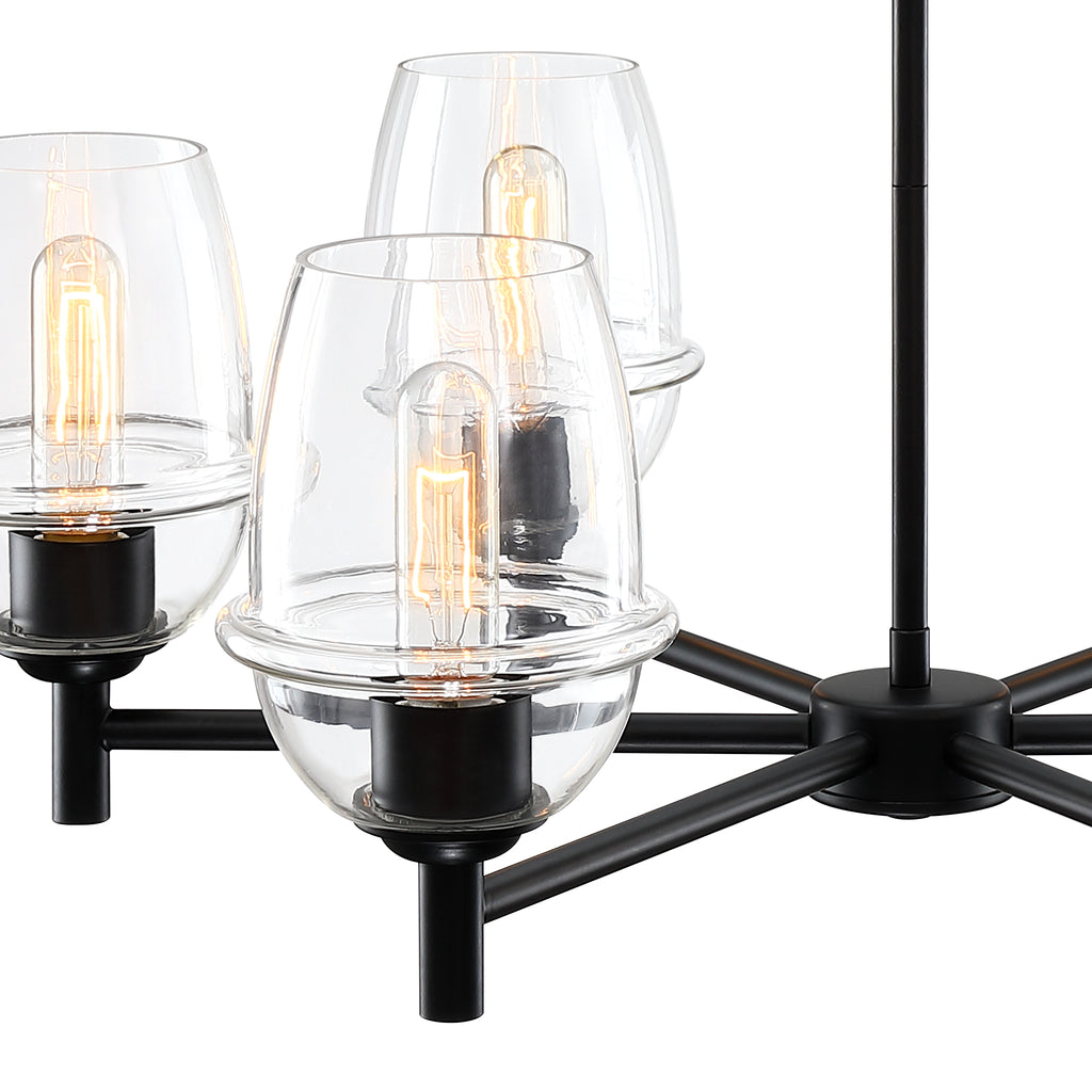 Summer Jazz 6-Light Matte Black Transitional Sputnik Chandelier for Dining Areas with No Bulbs Included