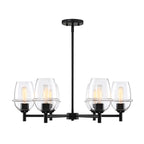 Summer Jazz 6-Light Matte Black Transitional Sputnik Chandelier for Dining Areas with No Bulbs Included