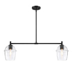 Summer Jazz 2-Light Matte Black Transitional Linear Chandelier for Kitchen Islands with No Bulbs Included