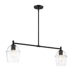 Summer Jazz 2-Light Matte Black Transitional Linear Chandelier for Kitchen Islands with No Bulbs Included