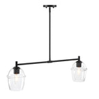 Summer Jazz 2-Light Matte Black Transitional Linear Chandelier for Kitchen Islands with No Bulbs Included