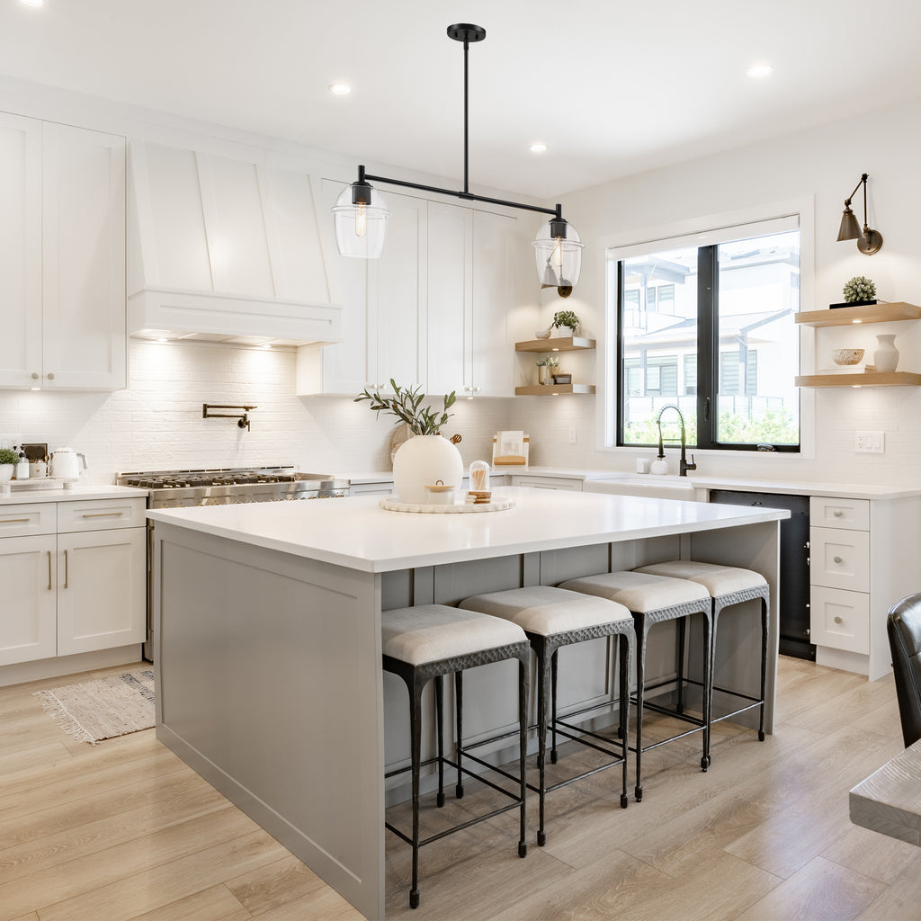 Summer Jazz 2-Light Matte Black Transitional Linear Chandelier for Kitchen Islands with No Bulbs Included