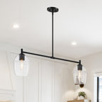 Summer Jazz 2-Light Matte Black Transitional Linear Chandelier for Kitchen Islands with No Bulbs Included