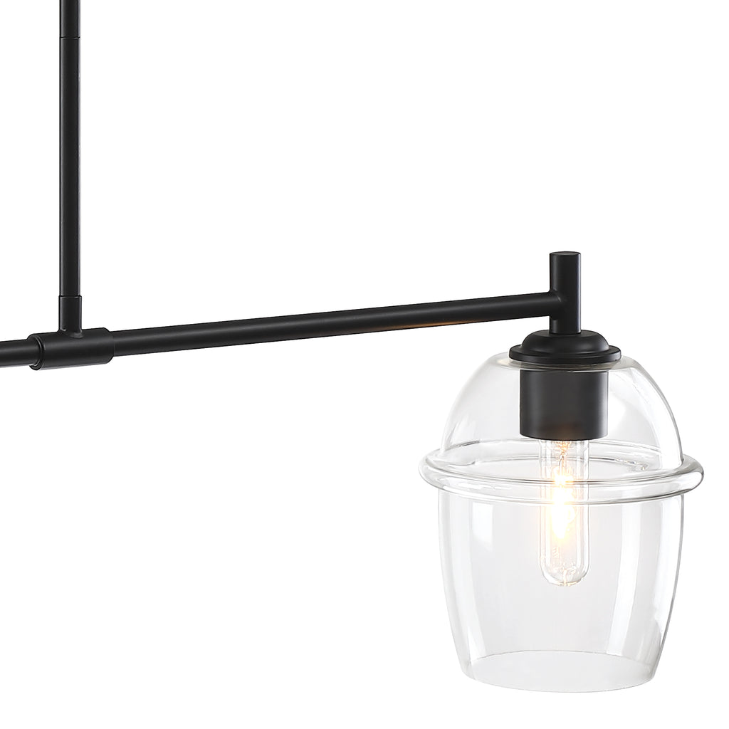 Summer Jazz 2-Light Matte Black Transitional Linear Chandelier for Kitchen Islands with No Bulbs Included