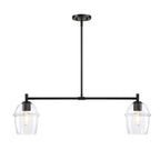 Summer Jazz 2-Light Matte Black Transitional Linear Chandelier for Kitchen Islands with No Bulbs Included
