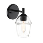 Summer Jazz 5.5 in. 1-Light Matte Black Transitional Wall Sconce with Clear Glass Shade for Bathrooms