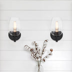 Summer Jazz 5.5 in. 1-Light Matte Black Transitional Wall Sconce with Clear Glass Shade for Bathrooms