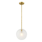 Sky 60-Watt 1-Light Brushed Gold Transitional Pendant Light with Etched Fluted Glass Shade and No Bulbs Included