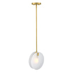 Sky 60-Watt 1-Light Brushed Gold Transitional Pendant Light with Etched Fluted Glass Shade and No Bulbs Included