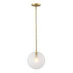 Sky 60-Watt 1-Light Brushed Gold Transitional Pendant Light with Etched Fluted Glass Shade and No Bulbs Included