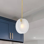 Sky 60-Watt 1-Light Brushed Gold Transitional Pendant Light with Etched Fluted Glass Shade and No Bulbs Included