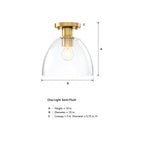 Indigo 10 in. 1-Light Brushed Gold Modern Entryway Semi-Flush Mount with Clear Glass Shade