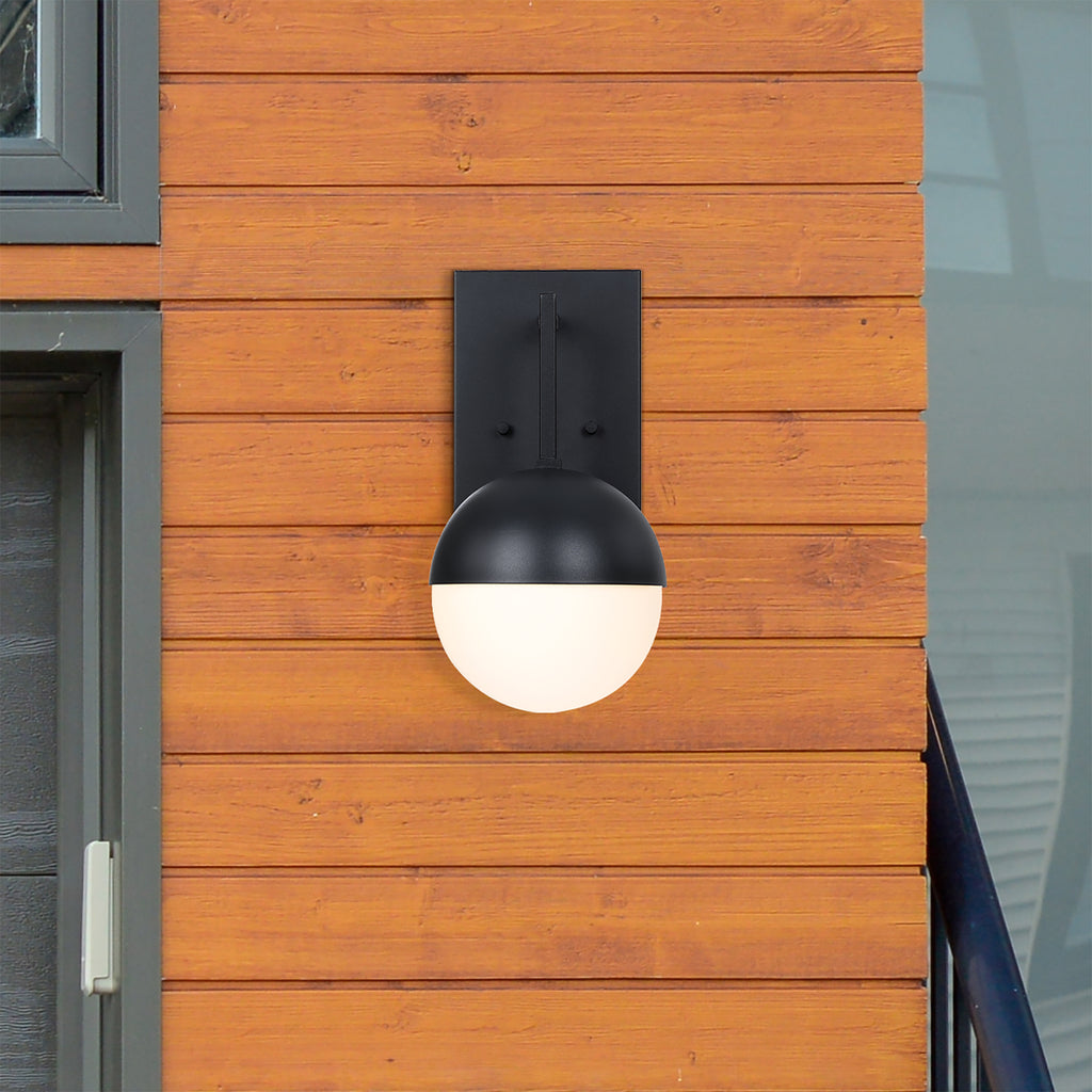 Pineview 14 in. Black 1-Light Outdoor Hardwired Wall Light Lantern Porch Sconce No Bulbs Included