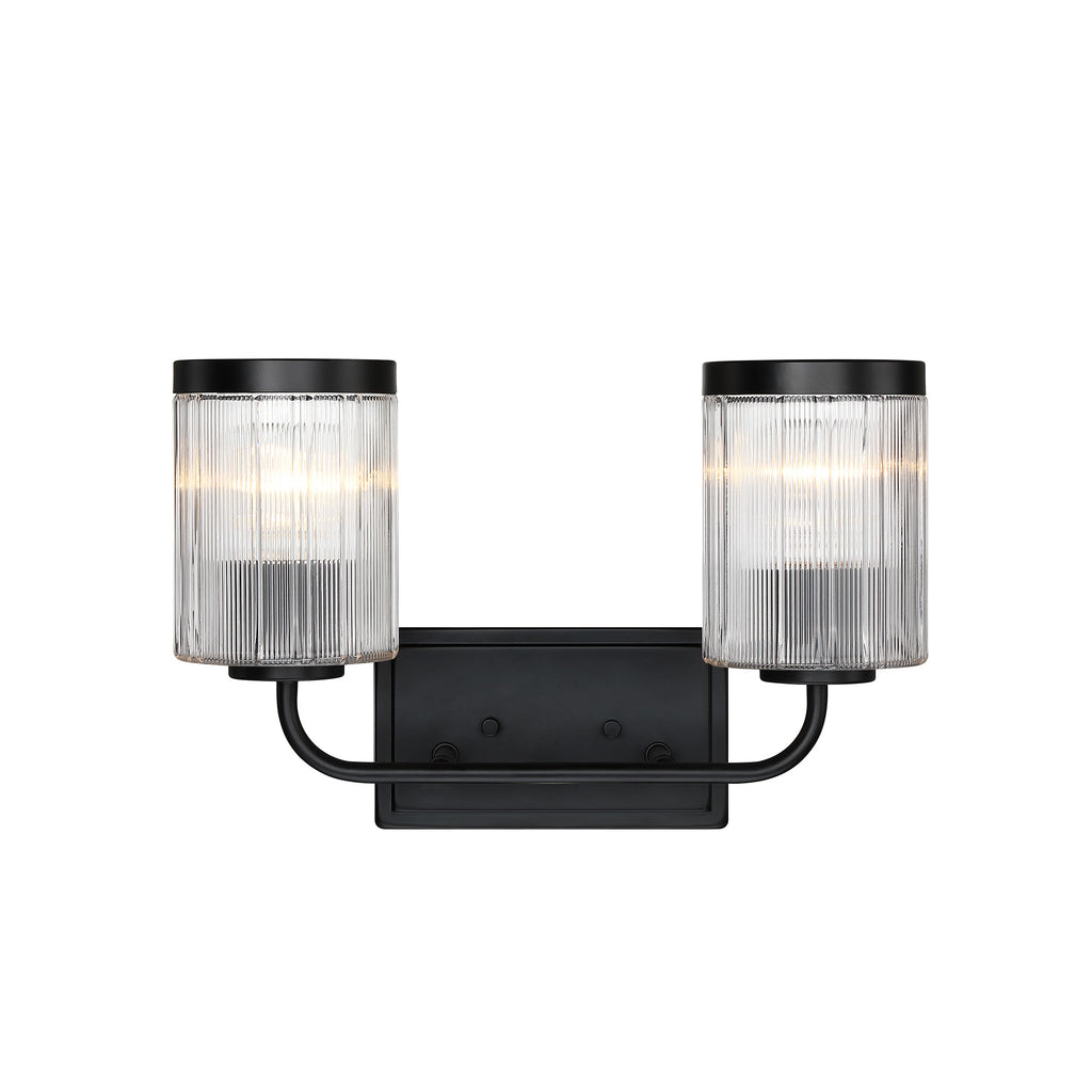 Aspen 16 in. 2-Light Matte Black Modern Wall Vanity Light for Bathrooms for Bathrooms