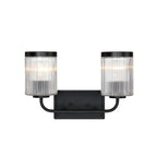 Aspen 16 in. 2-Light Matte Black Modern Wall Vanity Light for Bathrooms for Bathrooms