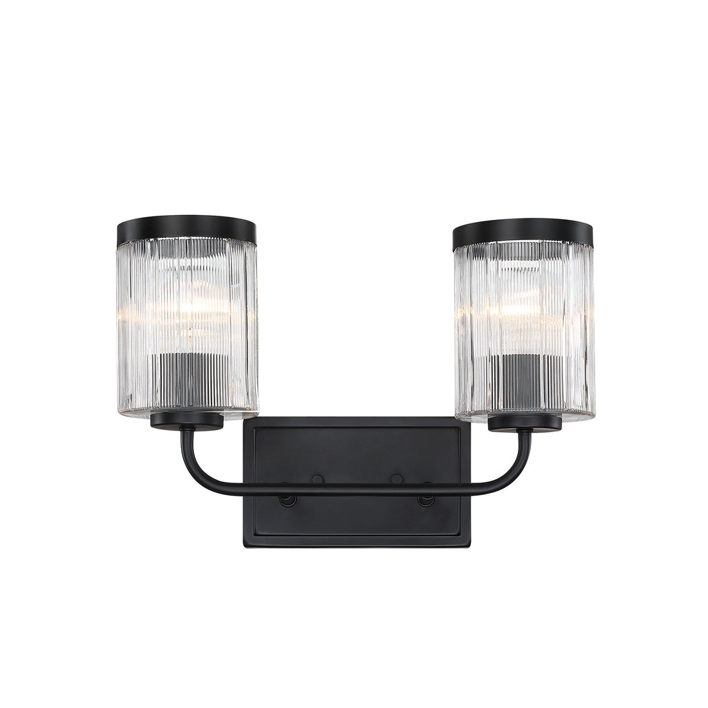 Aspen 16 in. 2-Light Matte Black Modern Wall Vanity Light for Bathrooms for Bathrooms