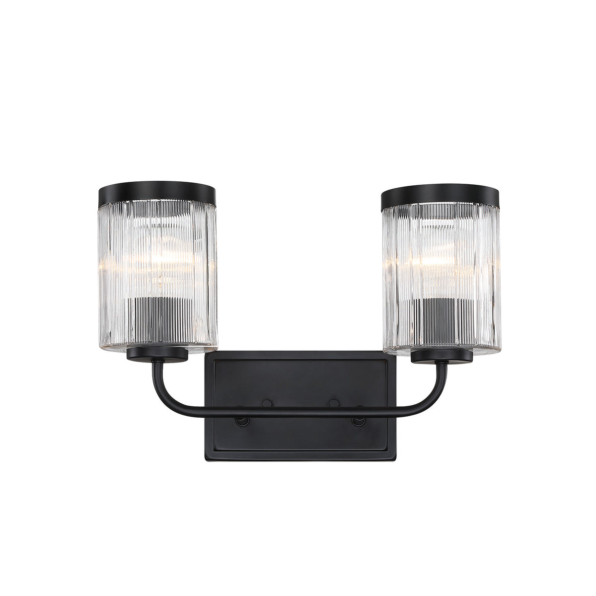Aspen 16 in. 2-Light Matte Black Modern Wall Vanity Light for Bathrooms for Bathrooms