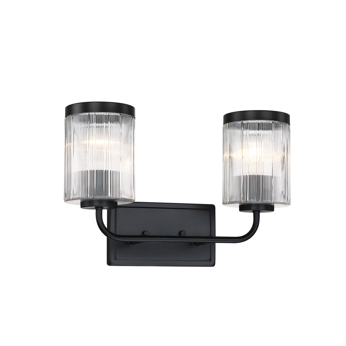 Aspen 16 in. 2-Light Matte Black Modern Wall Vanity Light for Bathrooms for Bathrooms
