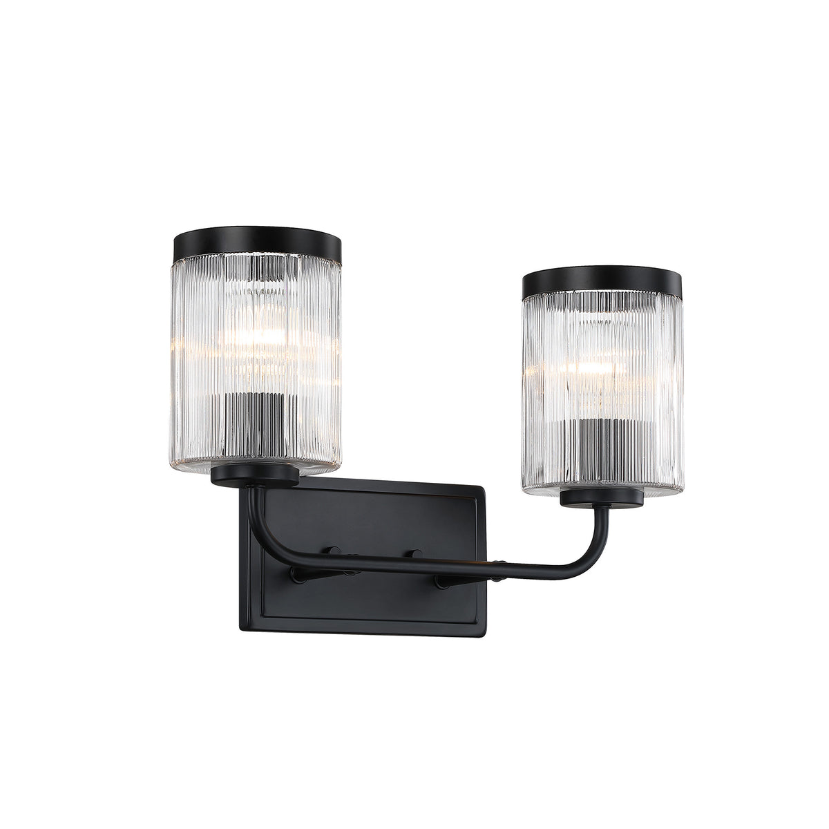 Aspen 16 in. 2-Light Matte Black Modern Wall Vanity Light for Bathrooms for Bathrooms