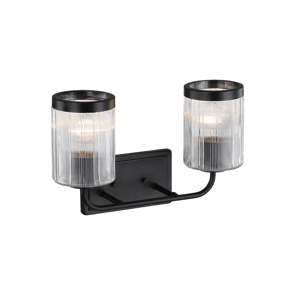 Aspen 16 in. 2-Light Matte Black Modern Wall Vanity Light for Bathrooms for Bathrooms