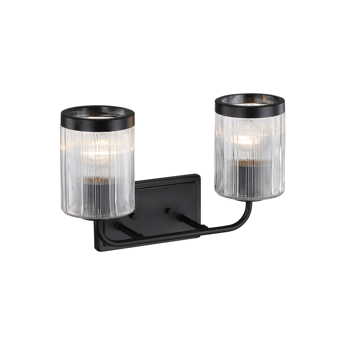 Aspen 16 in. 2-Light Matte Black Modern Wall Vanity Light for Bathrooms for Bathrooms