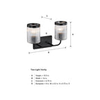 Aspen 16 in. 2-Light Matte Black Modern Wall Vanity Light for Bathrooms for Bathrooms