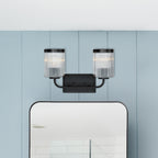 Aspen 16 in. 2-Light Matte Black Modern Wall Vanity Light for Bathrooms for Bathrooms