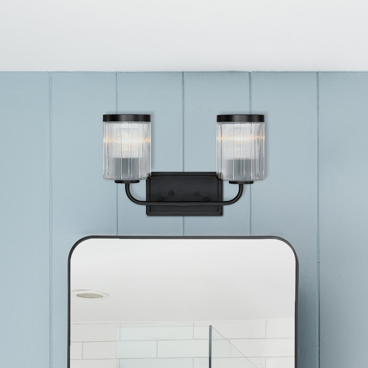 Aspen 16 in. 2-Light Matte Black Modern Wall Vanity Light for Bathrooms for Bathrooms