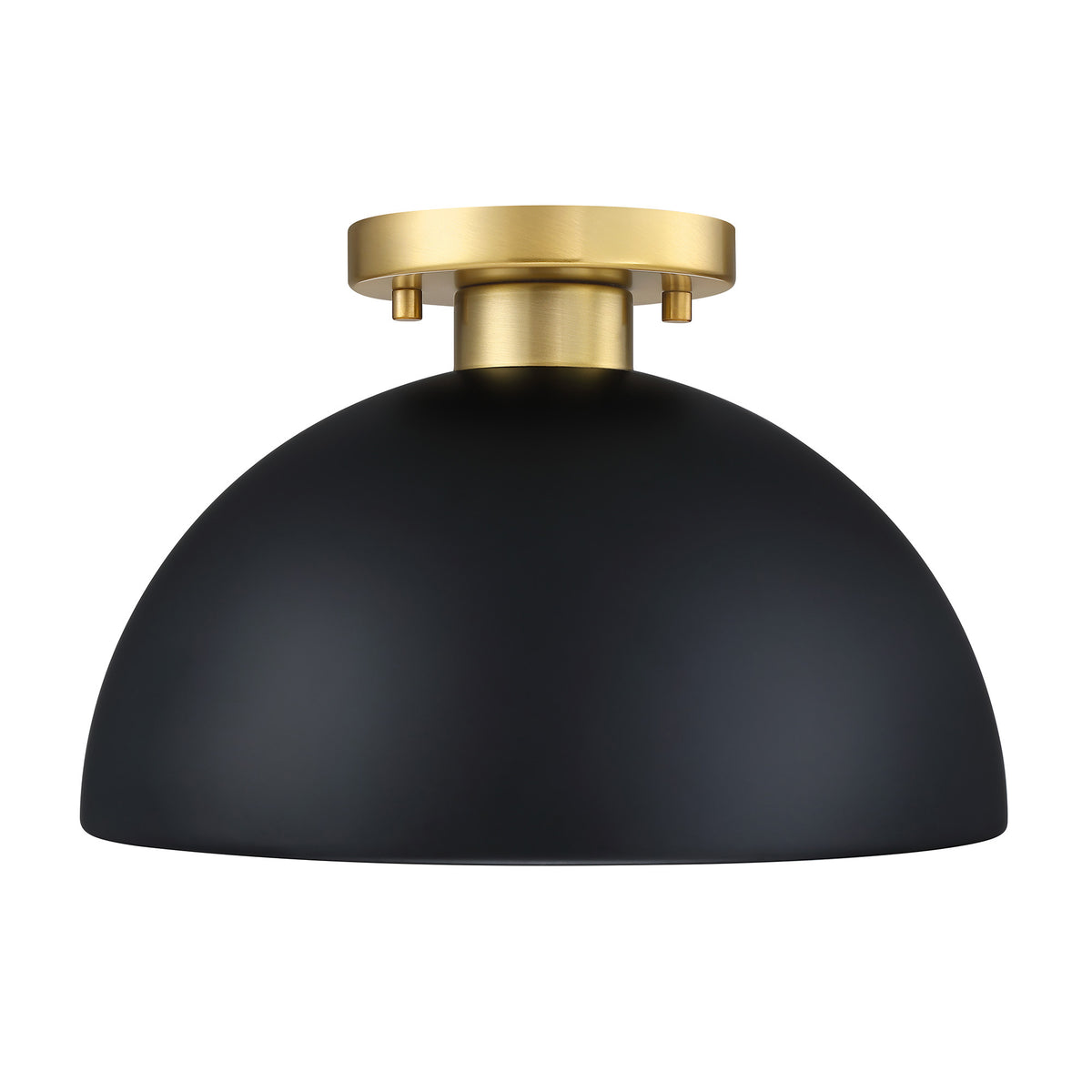 12 in. 1-Light Modern Matte Black Semi-Flush Mount with Metal Shade for Entryways