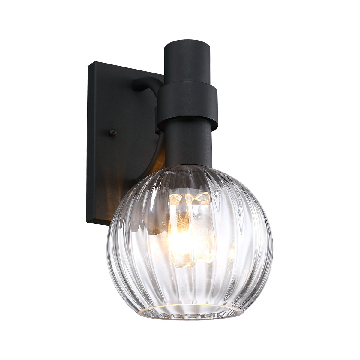 Fernwood 13 in. 1-Light Black Outdoor Hardwired Wall Light Lantern Porch Sconce No Bulbs Included