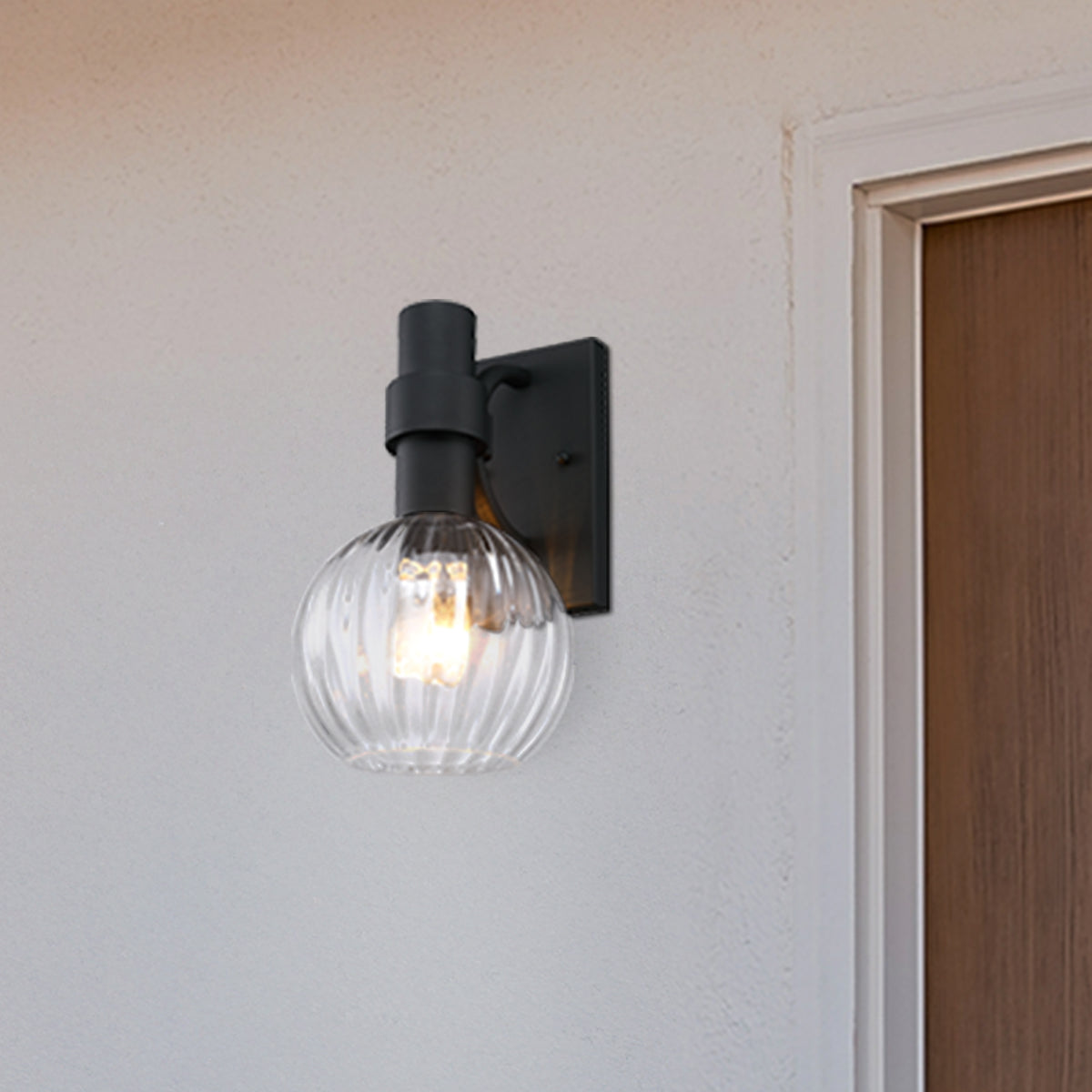 Fernwood 13 in. 1-Light Black Outdoor Hardwired Wall Light Lantern Porch Sconce No Bulbs Included