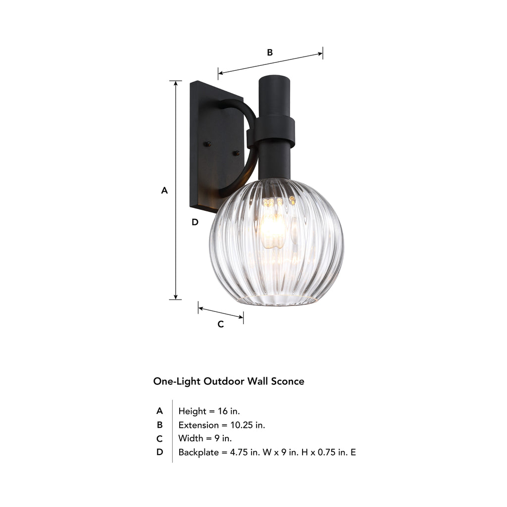 Fernwood 13 in. 1-Light Black Outdoor Hardwired Wall Light Lantern Porch Sconce No Bulbs Included