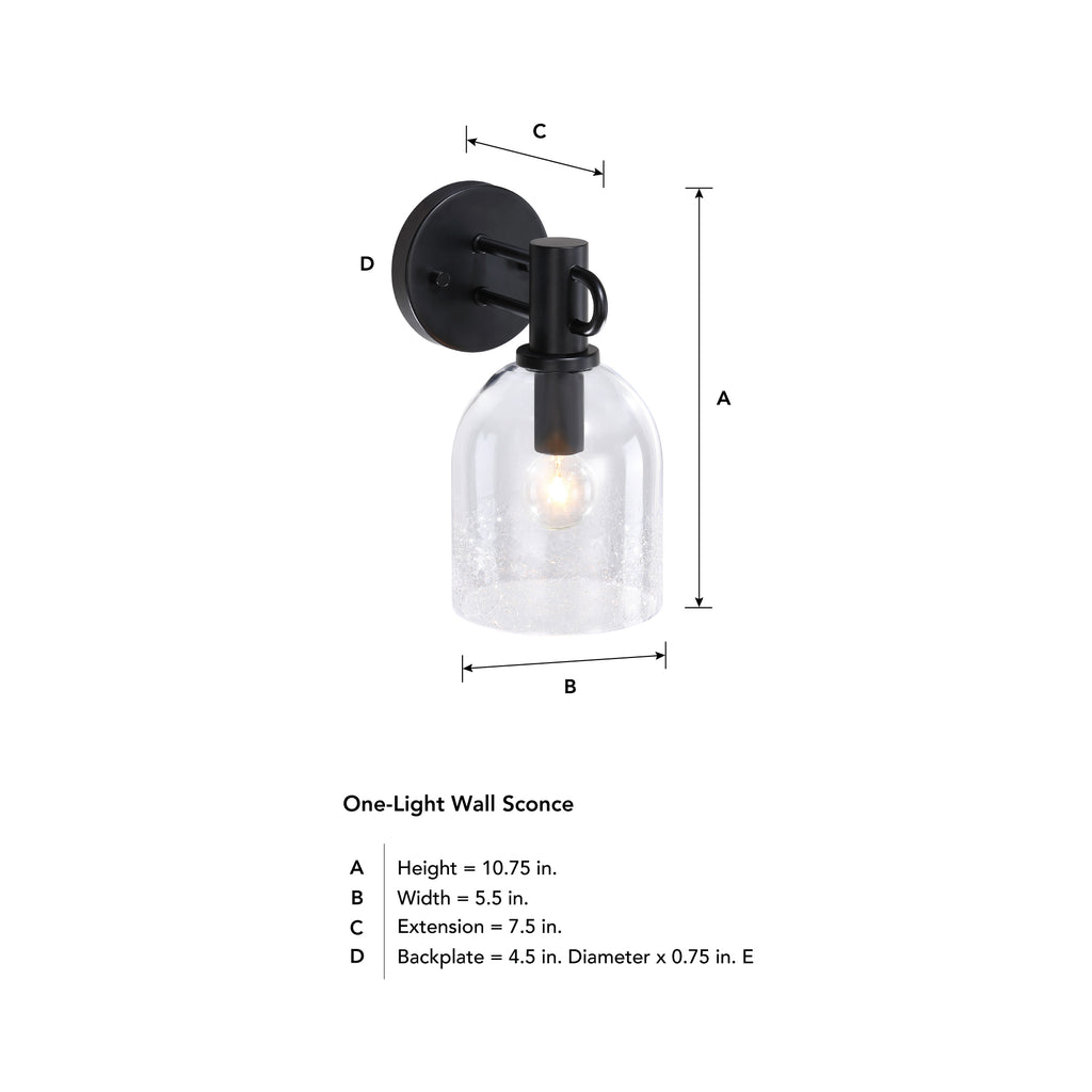 Astra 5.5 in. 1-Light Matte Black Modern Indoor Wall Sconce Light for Bathrooms for Living Rooms