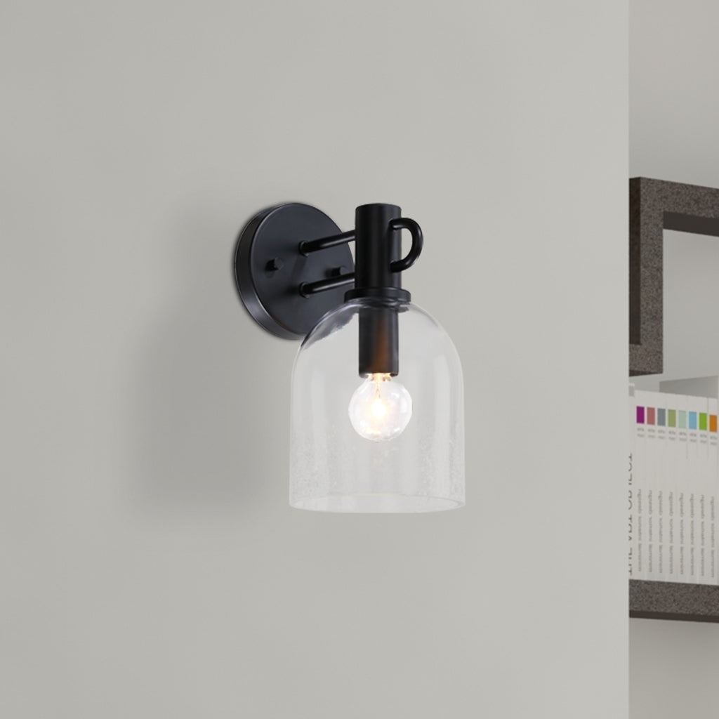 Astra 5.5 in. 1-Light Matte Black Modern Indoor Wall Sconce Light for Bathrooms for Living Rooms