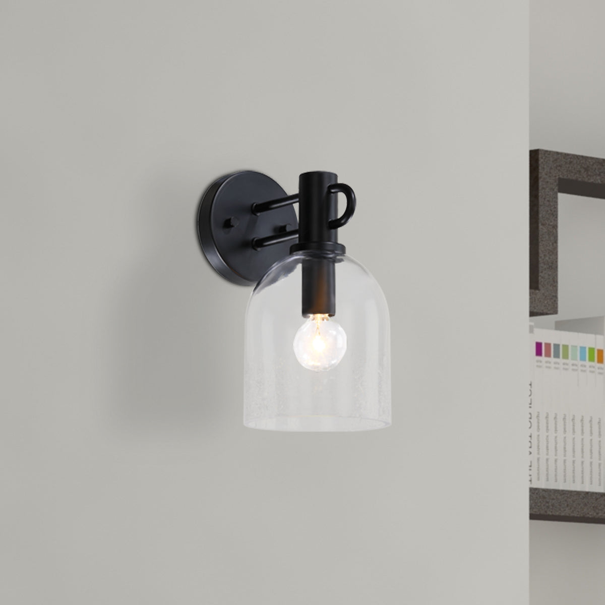 Astra 5.5 in. 1-Light Matte Black Modern Indoor Wall Sconce Light for Bathrooms for Living Rooms