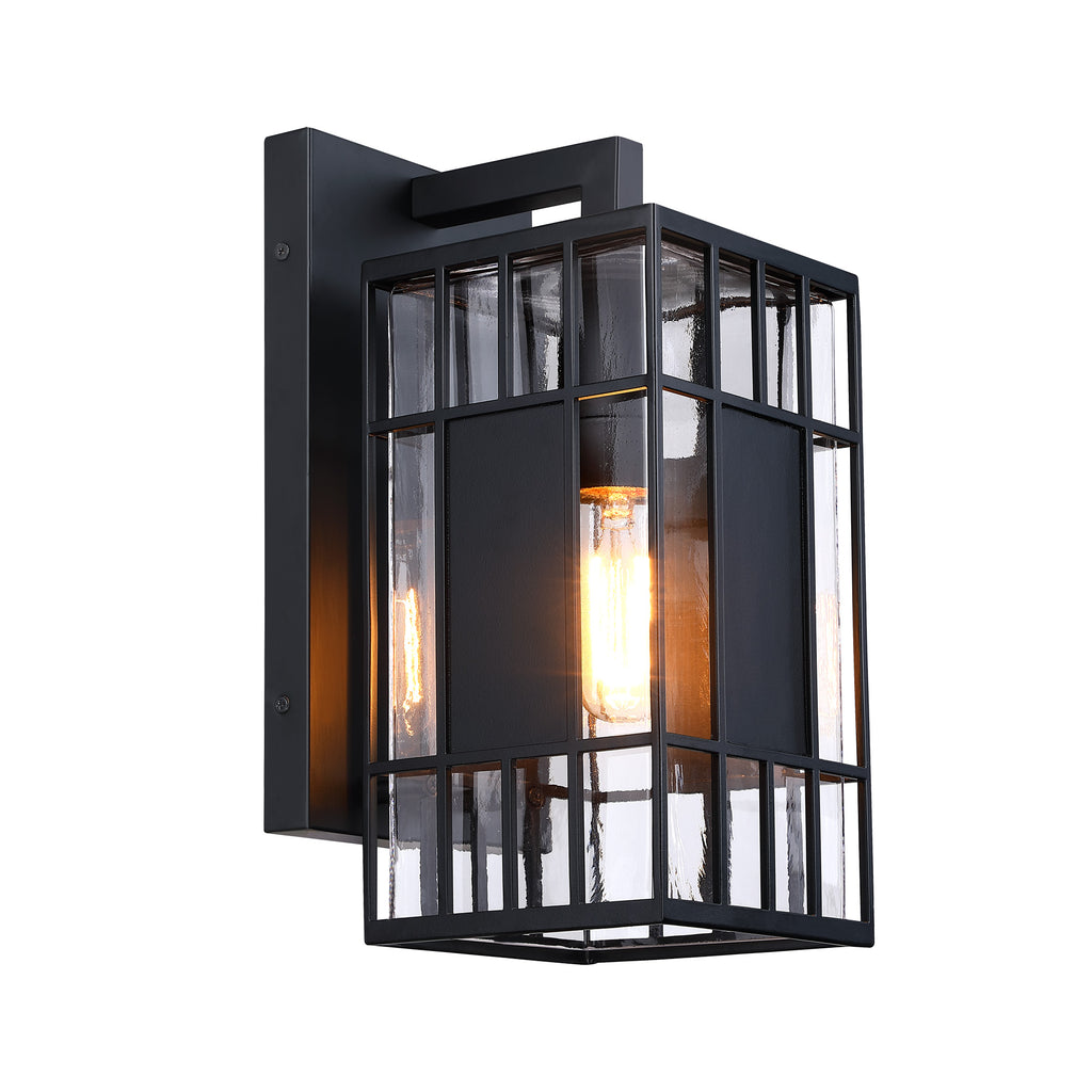 Edgehill 14 in. 1-Light Black Outdoor Hardwired Wall Light Lantern Porch Sconce No Bulbs Included