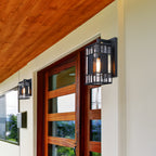 Edgehill 14 in. 1-Light Black Outdoor Hardwired Wall Light Lantern Porch Sconce No Bulbs Included