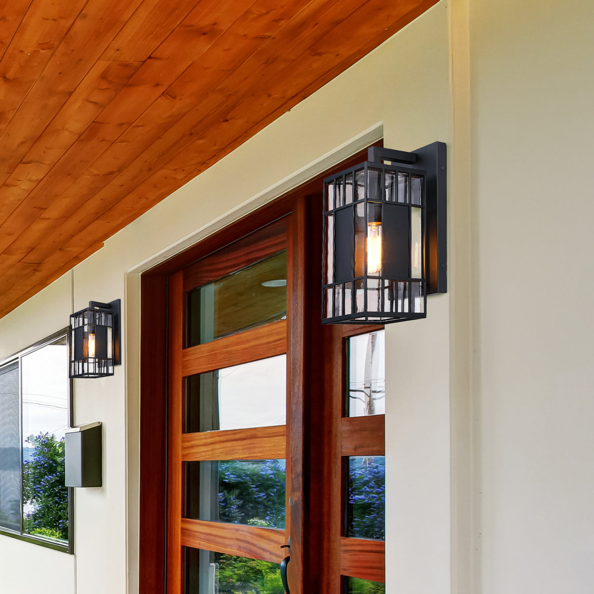 Edgehill 14 in. 1-Light Black Outdoor Hardwired Wall Light Lantern Porch Sconce No Bulbs Included