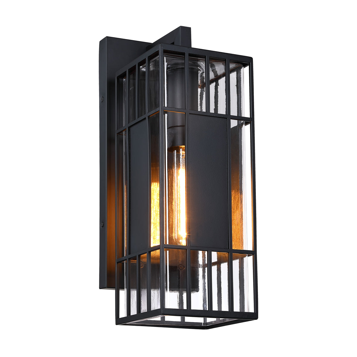 Edgehill 14 in. 1-Light Black Outdoor Hardwired Wall Light Lantern Porch Sconce No Bulbs Included