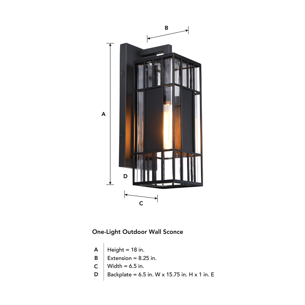 Edgehill 14 in. 1-Light Black Outdoor Hardwired Wall Light Lantern Porch Sconce No Bulbs Included