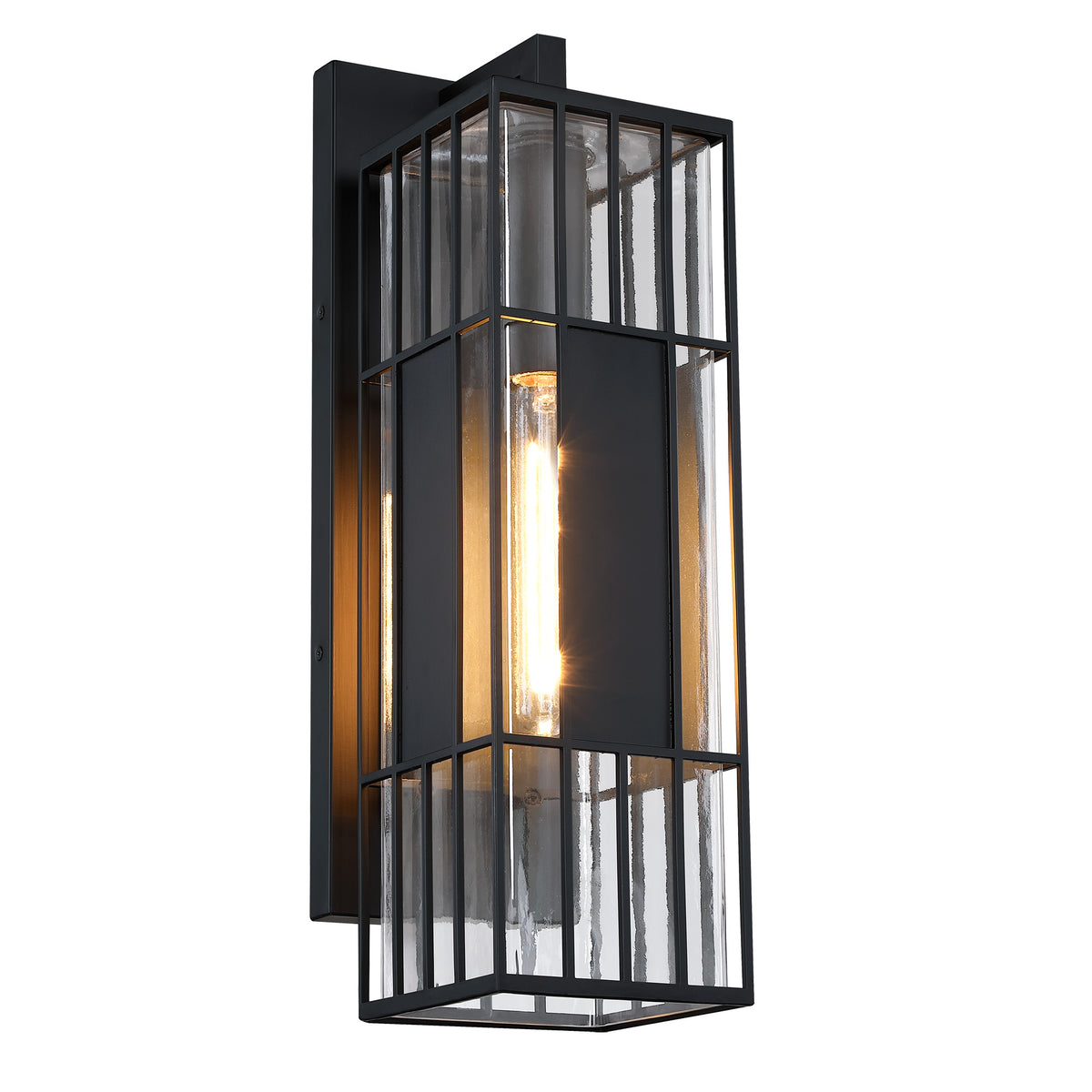 Edgehill 14 in. 1-Light Black Outdoor Hardwired Wall Light Lantern Porch Sconce No Bulbs Included