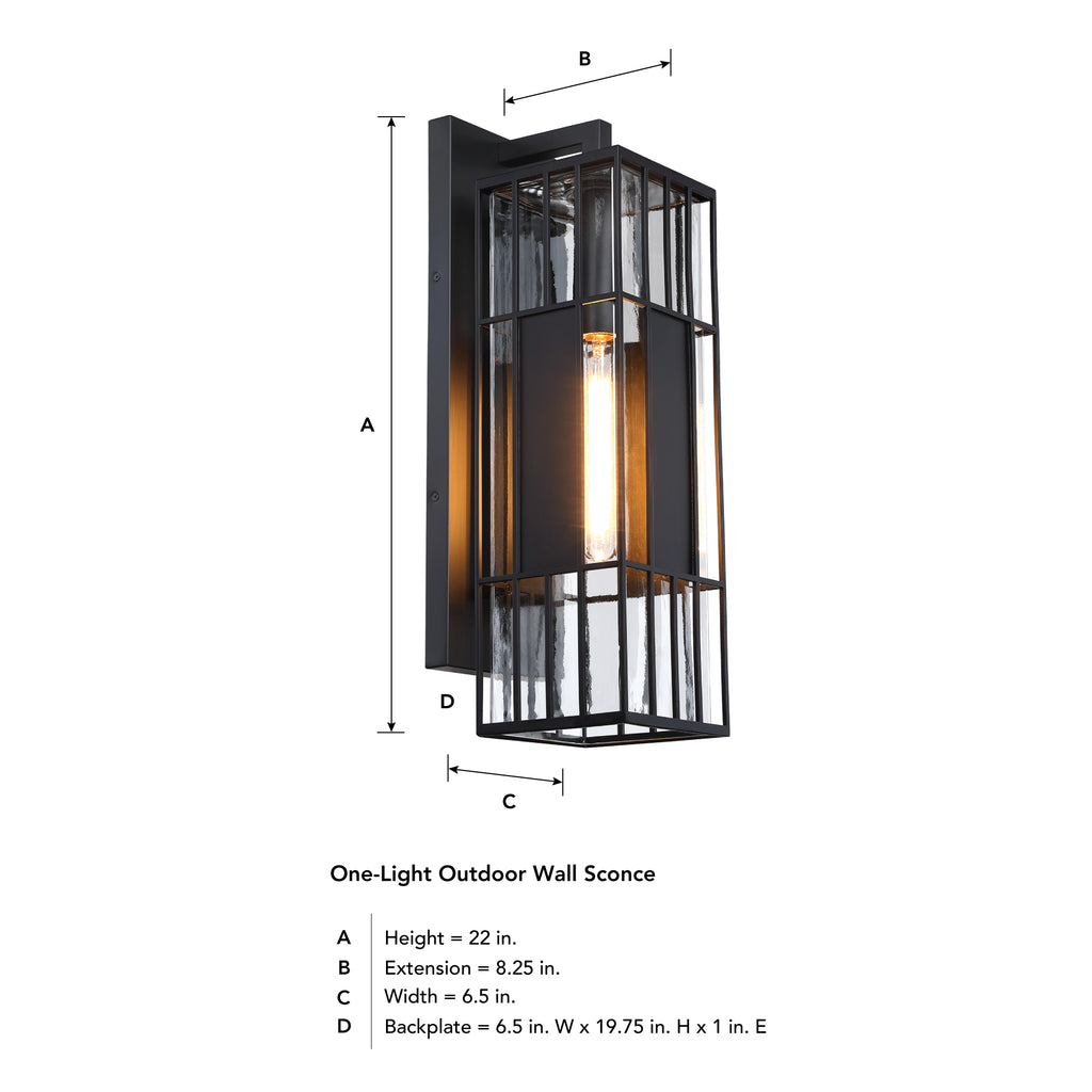 Edgehill 14 in. 1-Light Black Outdoor Hardwired Wall Light Lantern Porch Sconce No Bulbs Included