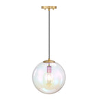 Lena 60-Watt 1-Light Brushed Gold Modern Pendant Light with Clear Iridescent Glass Shade and No Bulbs Included