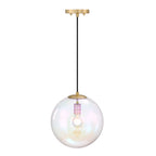 Lena 60-Watt 1-Light Brushed Gold Modern Pendant Light with Clear Iridescent Glass Shade and No Bulbs Included