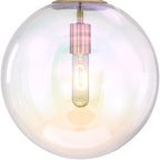 Lena 60-Watt 1-Light Brushed Gold Modern Pendant Light with Clear Iridescent Glass Shade and No Bulbs Included