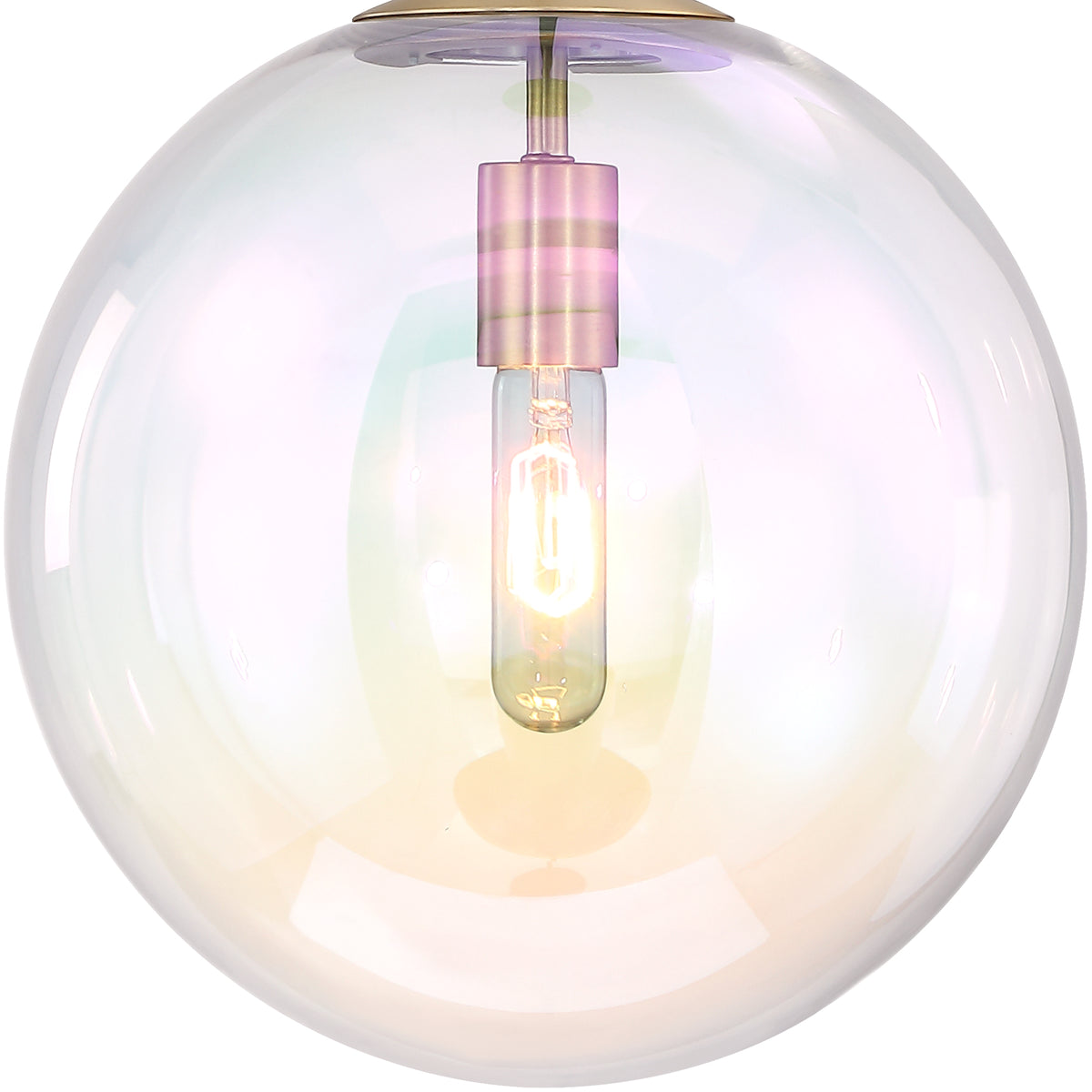 Lena 60-Watt 1-Light Brushed Gold Modern Pendant Light with Clear Iridescent Glass Shade and No Bulbs Included