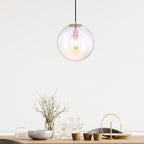 Lena 60-Watt 1-Light Brushed Gold Modern Pendant Light with Clear Iridescent Glass Shade and No Bulbs Included